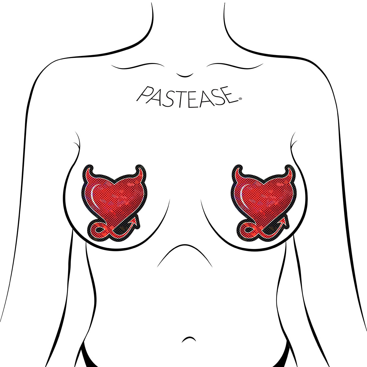Pastease Glitter Devil Heart Pasties Red