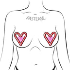 Pastease Peek-A-Boob Candy Cane Heart Pasties Red/White