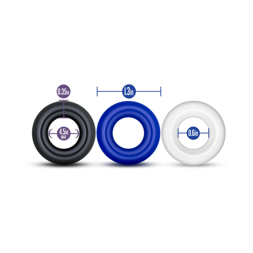 Stay Hard Donut Rings 3-Piece Cockring Set Assorted Colors