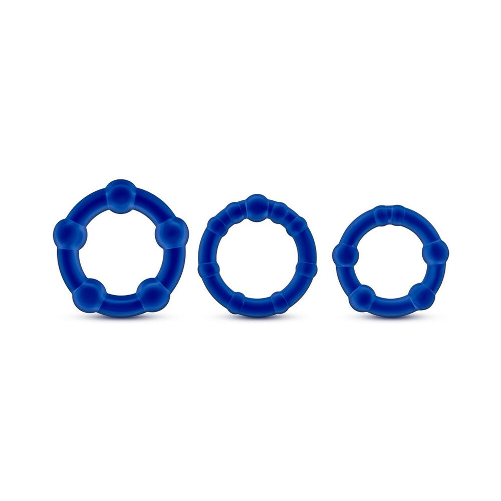 Stay Hard Beaded Cockrings 3-Piece Set Blue