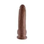 King Cock 9 in. Cock With Balls Realistic Suction Cup Dildo Brown