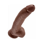 King Cock 9 in. Cock With Balls Realistic Suction Cup Dildo Brown