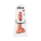 King Cock 10 in. Cock With Balls Realistic Suction Cup Dildo Beige