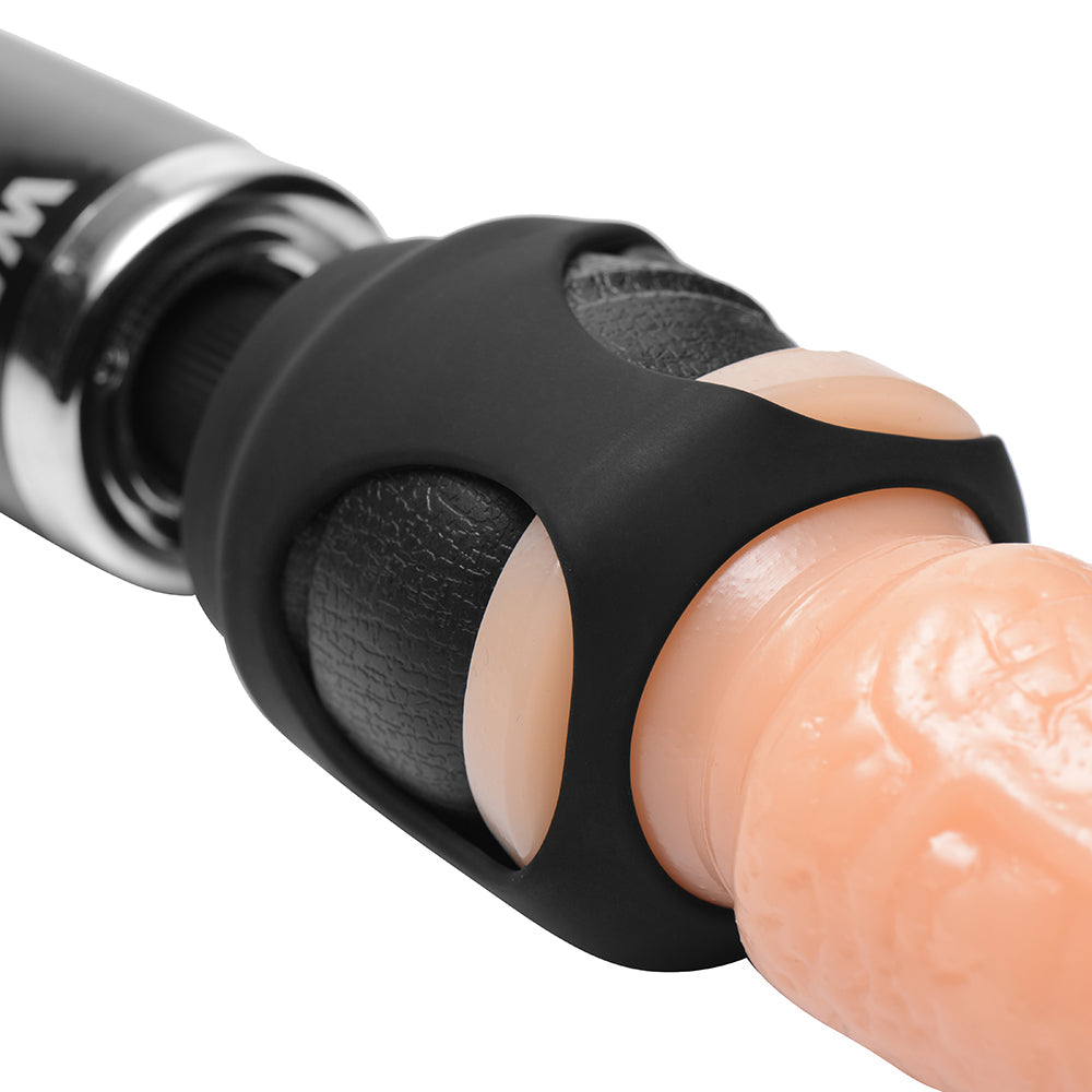 Wand Essentials Silicone Strap Cap Wand Harness For Dildos Black