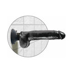 King Cock 9 in. Vibrating Cock With Balls Poseable Suction Cup Dildo Black