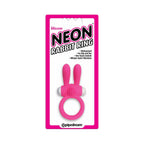 Neon Rabbit Ring Vibrating Silicone Cockring With Ears Pink