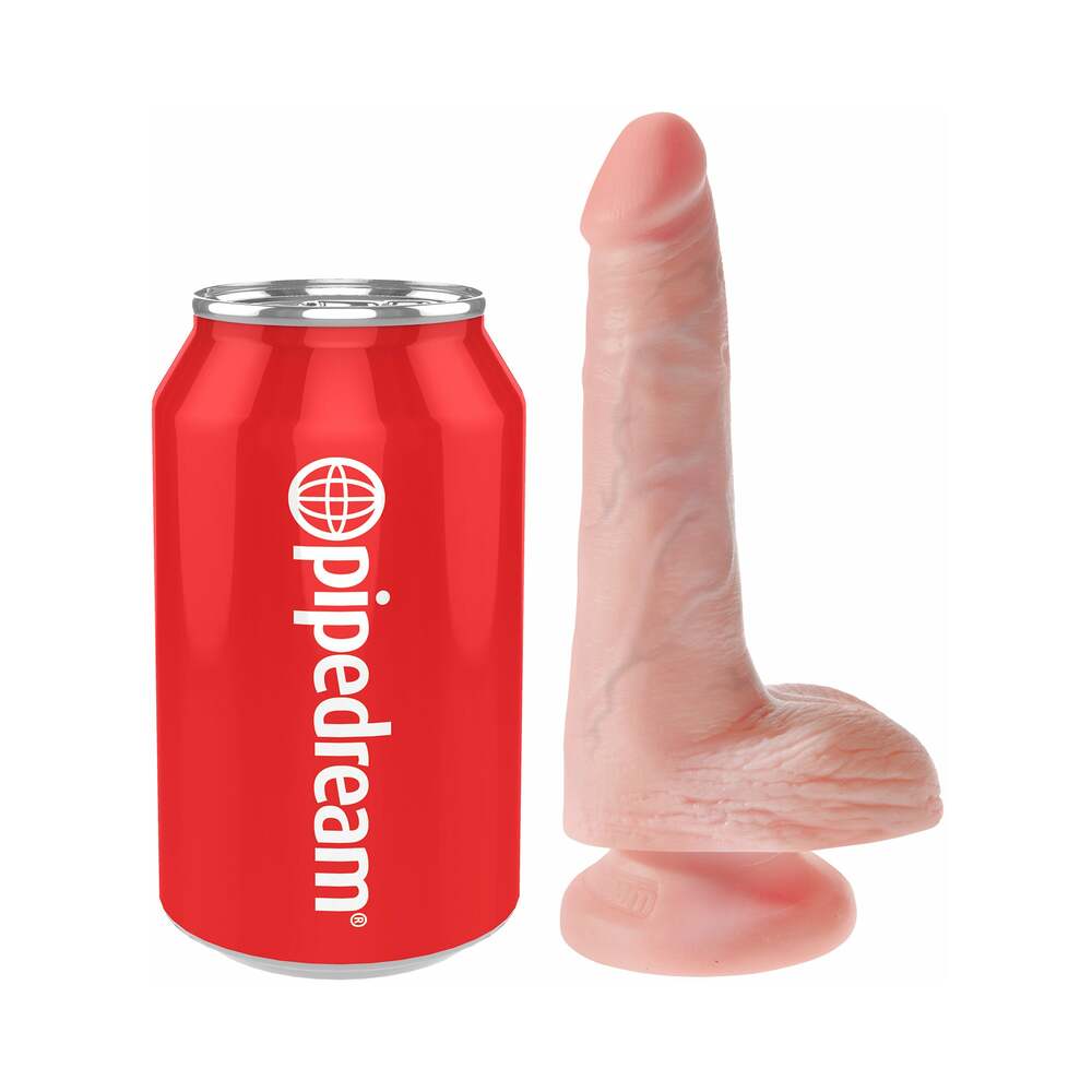 King Cock 6 in. Cock With Balls Realistic Suction Cup Dildo Beige