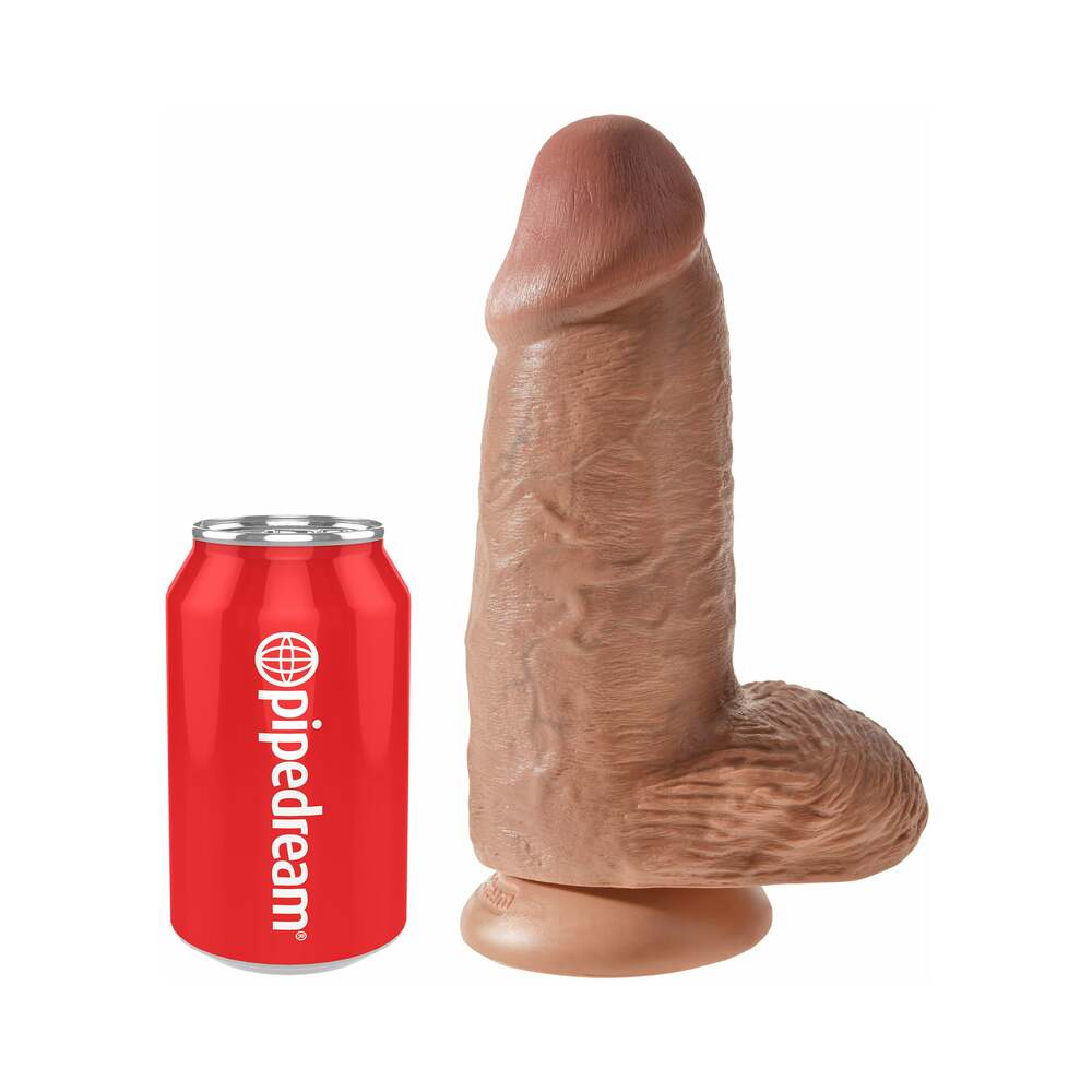 King Cock Chubby 9 in. Cock With Balls Realistic Suction Cup Dildo Tan