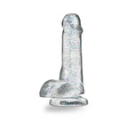 Naturally Yours 6 in. Glitter Cock Realistic Dildo with Balls Sparkling Clear
