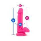 Neo 6 in. Dual Density Dildo with Balls Neon Pink