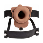 Fetish Fantasy Series Rechargeable Vibrating 6 in. Hollow Strap-On With Balls Tan/Black