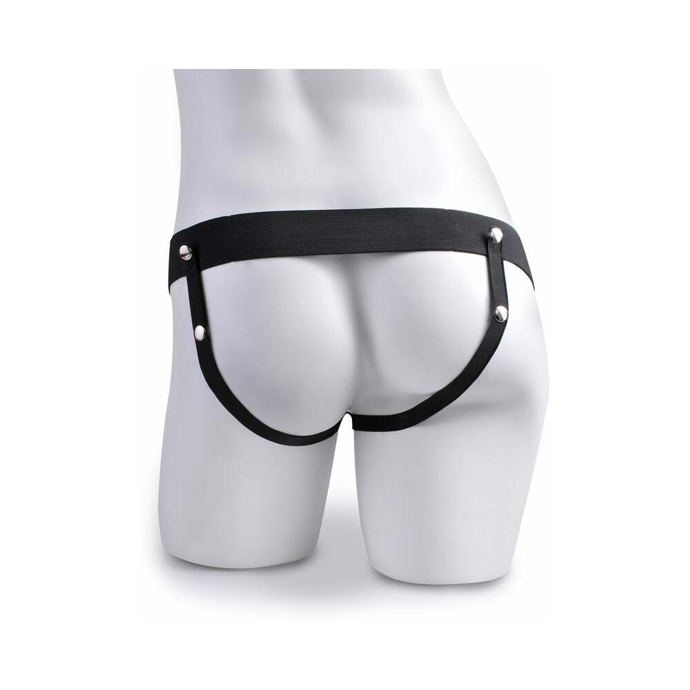 Fetish Fantasy Series Vibrating 10 in. Hollow Strap-On With Balls Tan/Black