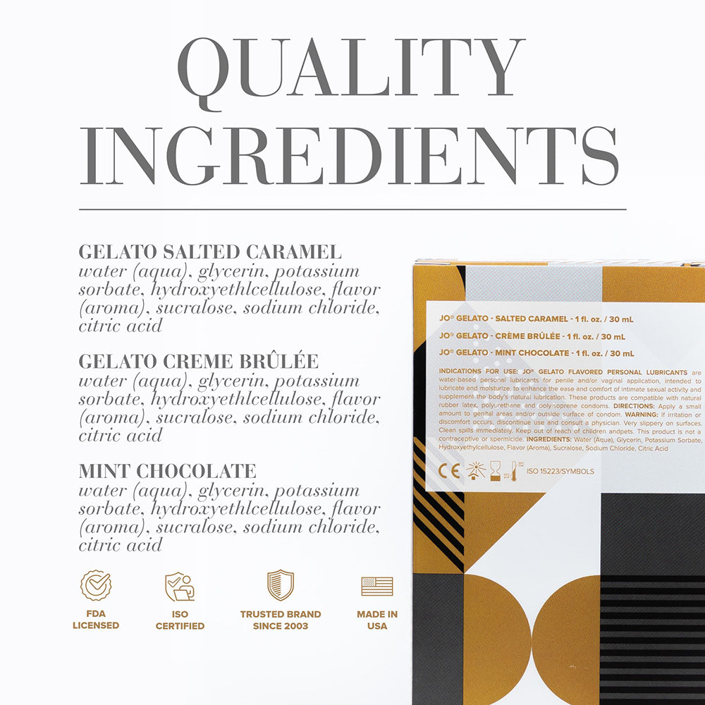 JO Tri Me Triple Pack Gelato Flavored Water-Based Lubricant 3-Pack