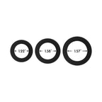 Forto F-61 3-Piece Silicone Cockring Set Black