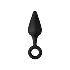 Forto F-10 Silicone Anal Plug with Pull Ring Medium Black