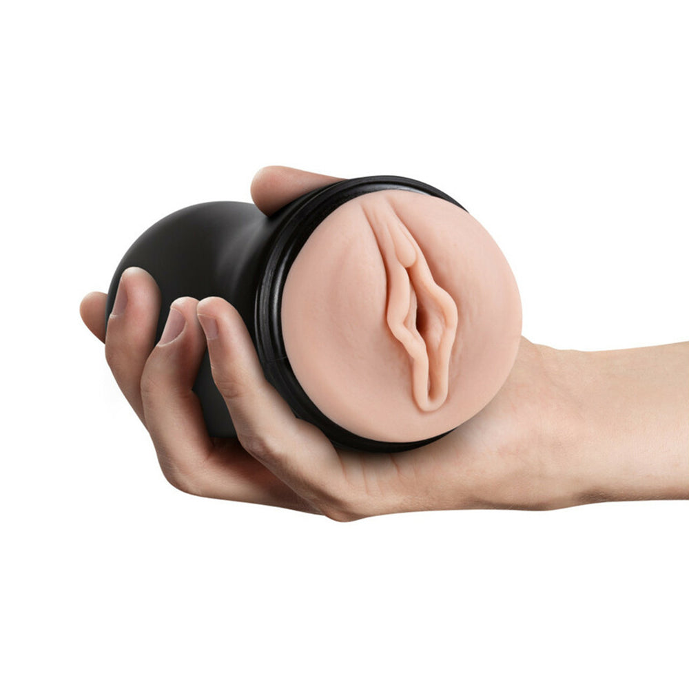 M for Men Soft + Wet Pussy with Pleasure Ridges Self-Lubricating Vagina Stroker Beige