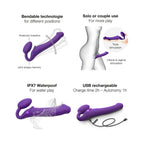 Strap-On-Me Rechargeable Remote-Controlled Silicone Vibrating Bendable Strap-On Purple XL