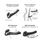 Strap-On-Me Rechargeable Remote-Controlled Silicone Vibrating Bendable Strap-On Black L