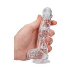 RealRock Crystal Clear Realistic 6 in. Dildo With Balls and Suction Cup Clear