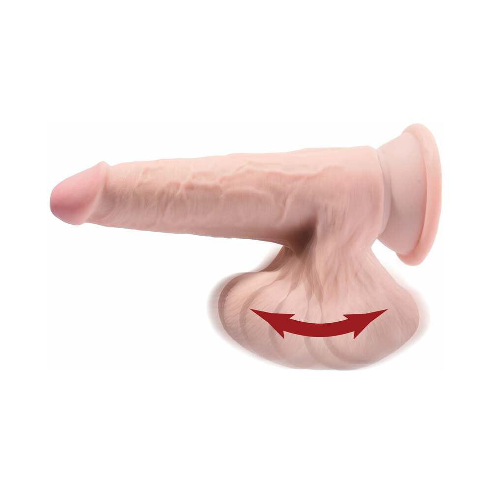 King Cock Plus 6 in. Triple-Density Cock With Swinging Balls Dildo Beige