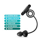 Anal Adventures Platinum Silicone Anal Plug with Vibrating C-Ring Black