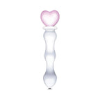 Glas 8 in. Sweetheart Glass Dildo with Pink Heart-Shaped Handle