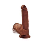 King Cock Plus 8 in. Triple Density Cock With Swinging Balls Dildo Brown