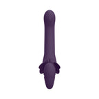 VIVE SATU Rechargeable Triple Motor Pulse-Wave Vibrating Silicone Strapless Strap-On Purple