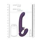 VIVE SATU Rechargeable Triple Motor Pulse-Wave Vibrating Silicone Strapless Strap-On Purple