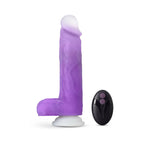 Neo Elite Encore 8 in. Silicone Vibrating Dildo with Balls Purple