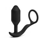 b-Vibe Vibrating Snug & Tug Rechargeable Weighted Silicone Anal Plug with Cockring Medium Black