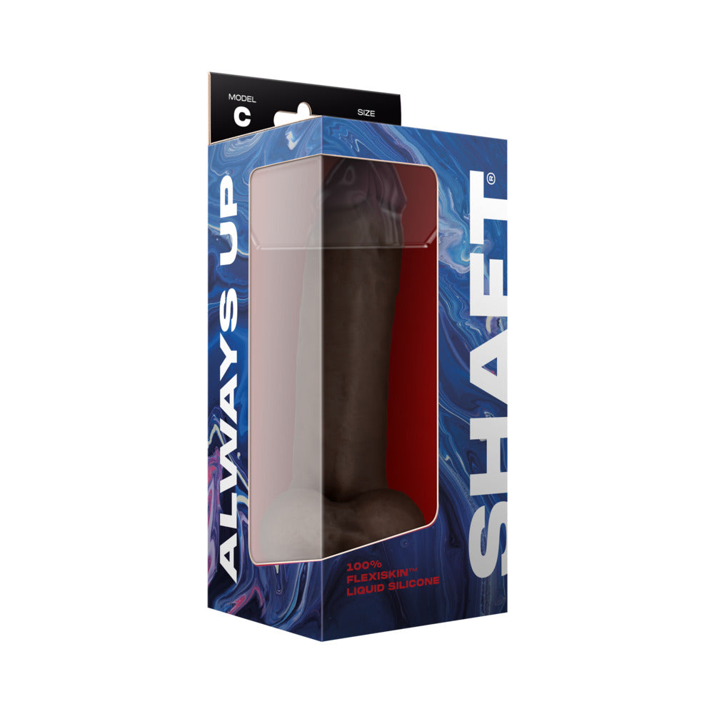 Shaft Model C: 9.5 in. Dual Density Silicone Dildo with Balls Mahogany