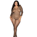 Dreamgirl Longsleeve Fishnet Bodystocking with Open Crotch Black Queen