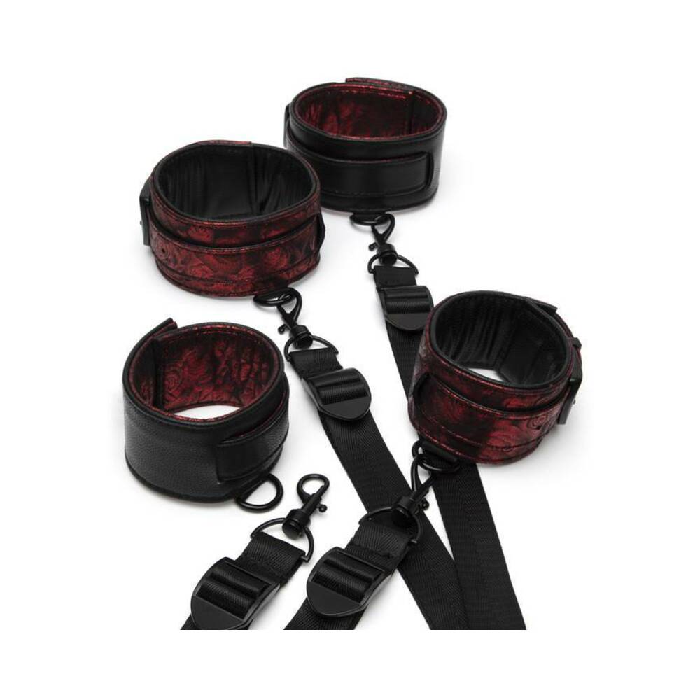 Fifty Shades of Grey Sweet Anticipation Reversible Under Mattress Restraint Set Red/Black