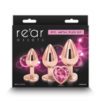 Rear Assets 3-Piece Metal Plug Kit Rose Gold/Pink Heart