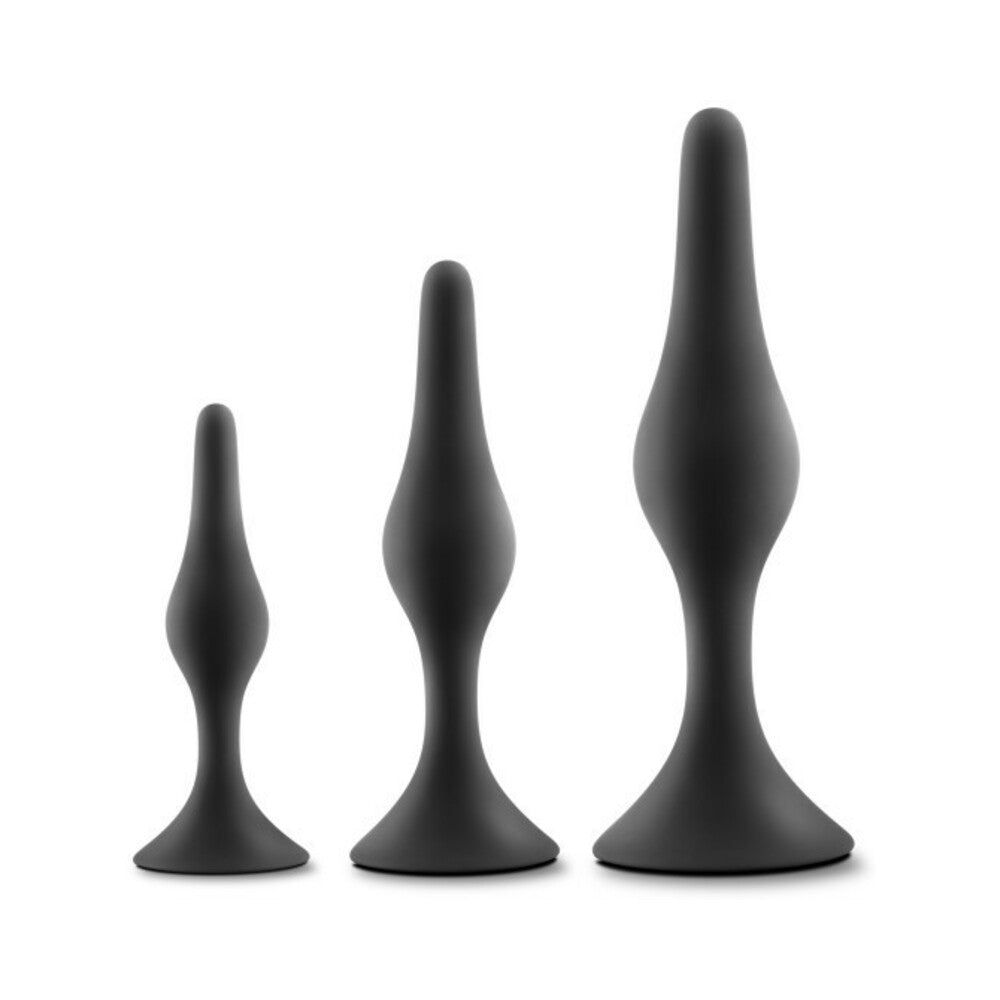Anal Adventures Platinum Silicone 3-Piece Beginner Plug Kit Black