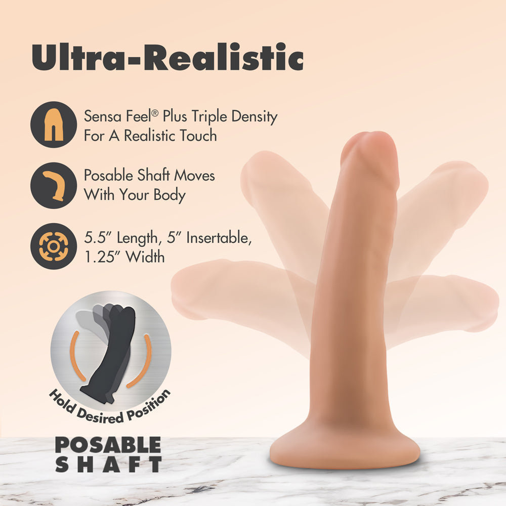 Dr. Skin Plus Realistic 5 in. Triple Density Posable Dildo Beige