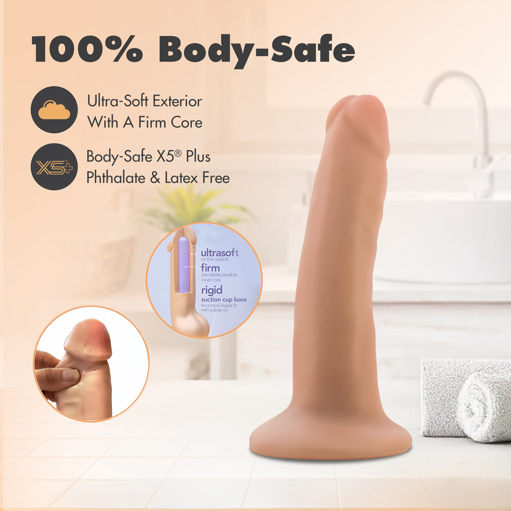 Dr. Skin Plus Realistic 5 in. Triple Density Posable Dildo Beige