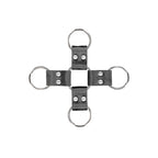 Ouch! Black & White Bonded Leather Hogtie With Hand & Ankle Cuffs Black
