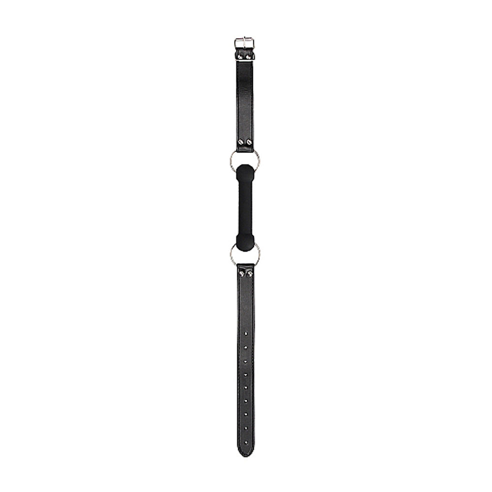 Ouch! Black & White Silicone Bit Gag With Adjustable Bonded Leather Straps Black