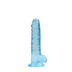 RealRock Crystal Clear Realistic 7 in. Dildo With Balls and Suction Cup Blue