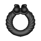 Forto F-24 Rechargeable Silicone Textured Vibrating Cockring Black
