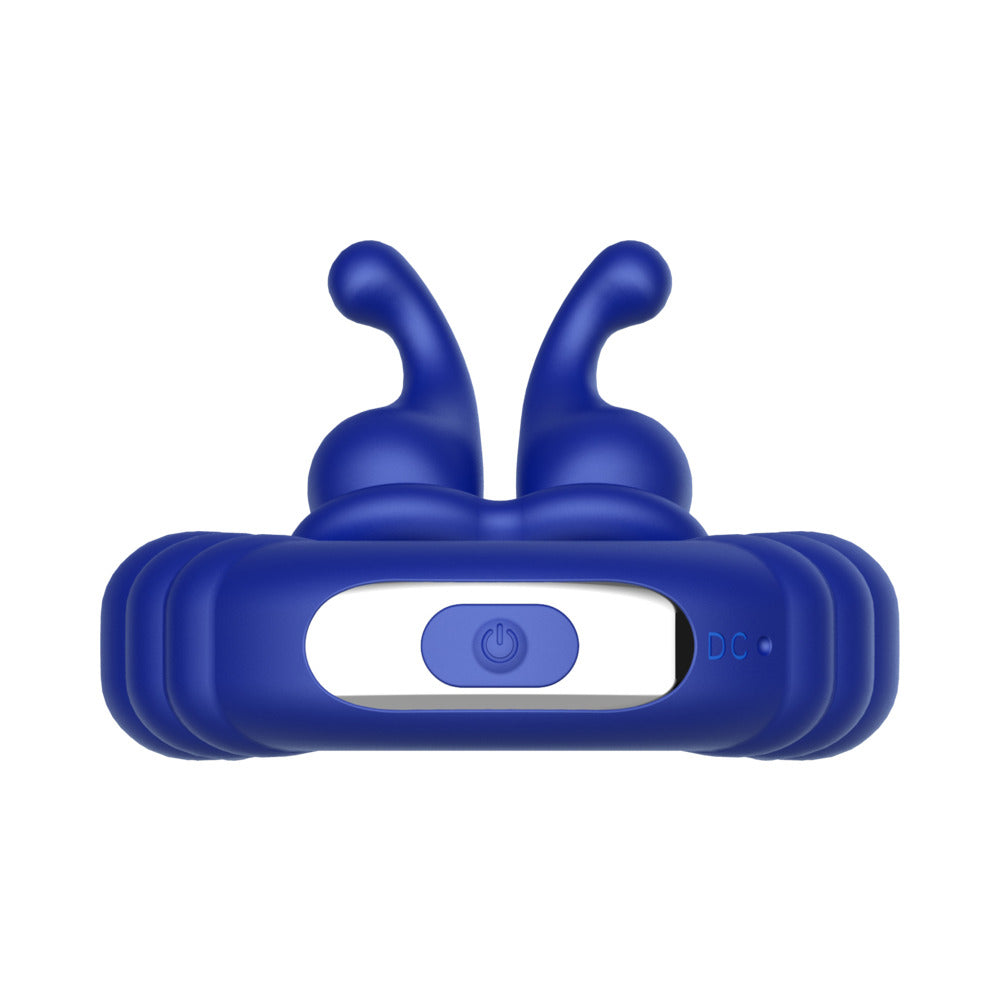 Forto F-24 Rechargeable Silicone Textured Vibrating Cockring Blue