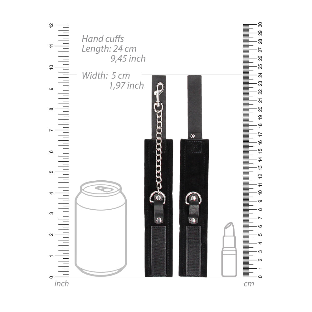 Ouch! Black & White Adjustable Velcro Collar With Leash & Wrist Cuffs Black
