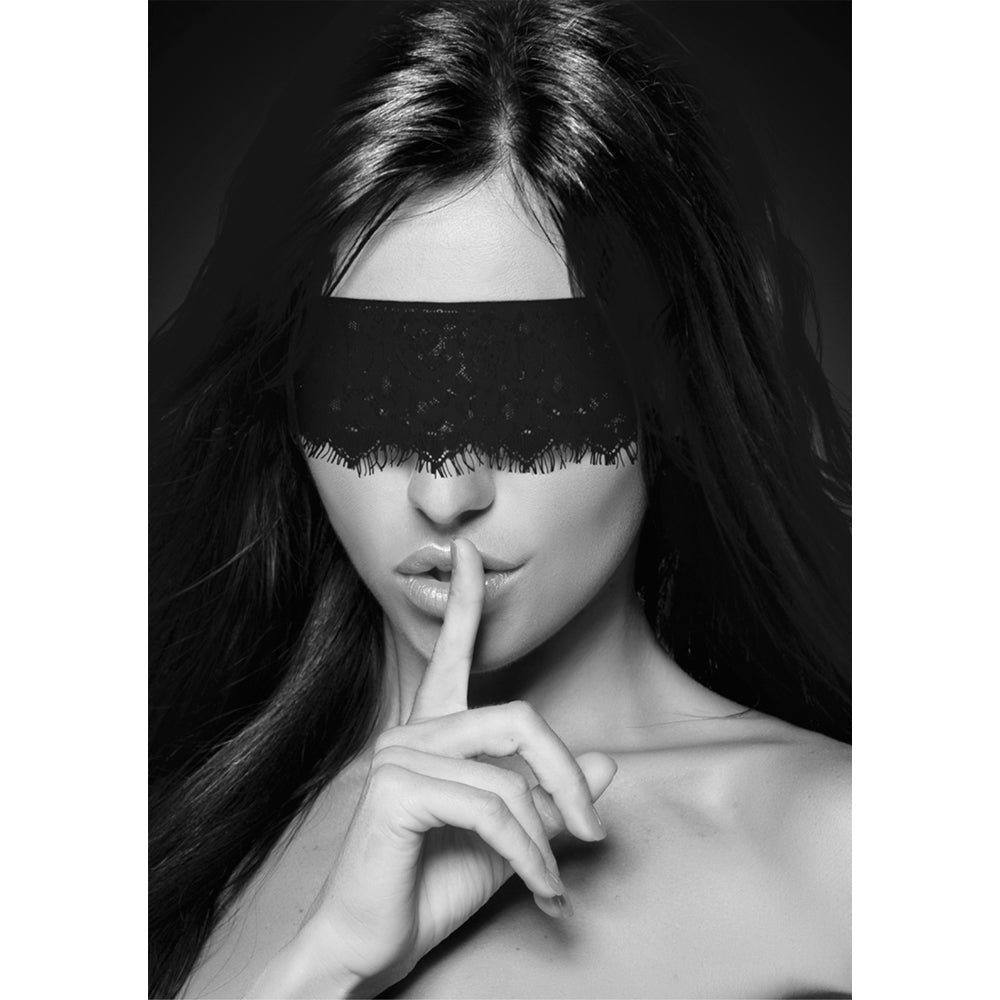 Ouch! Black & White Lace Mask With Elastic Straps Blindfold Black