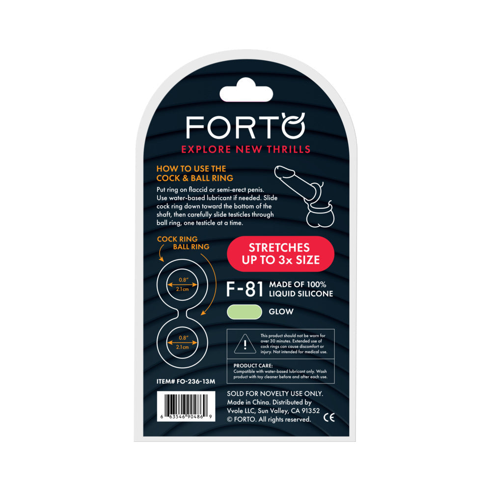 Forto F-81 Liquid Silicone Cock & Ball Double Ring Medium Glow