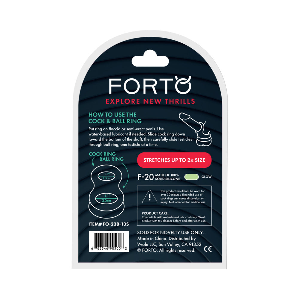 Forto F-20 Liquid Silicone Cockring & Ball Stretcher Small Glow
