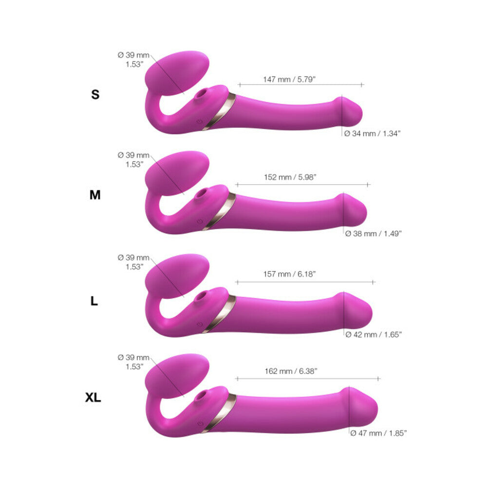 Strap-On-Me Rechargeable Remote-Controlled Multi Orgasm Bendable Strapless Strap-On Fuchsia XLarge