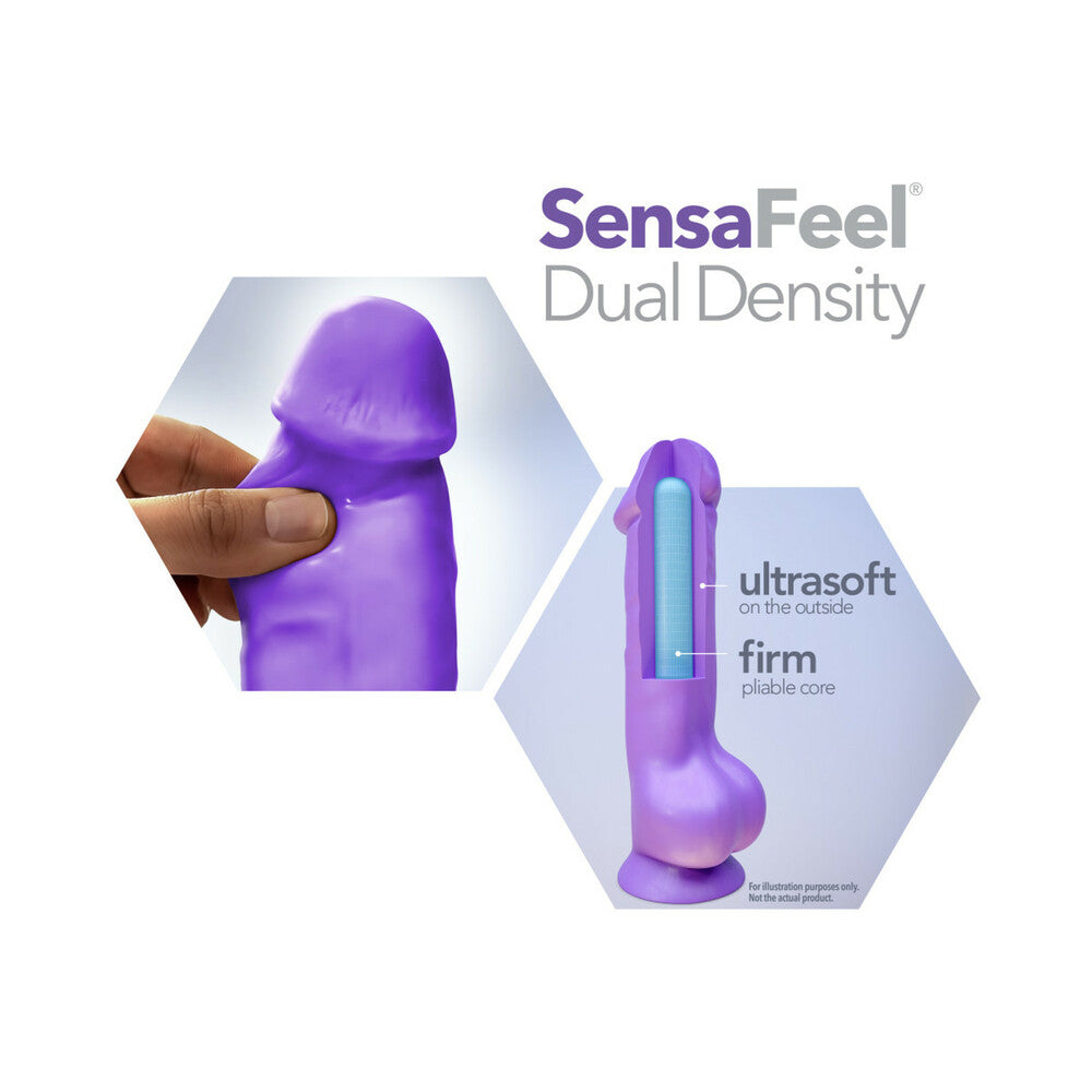 Neo 11 in. Dual Density Dildo with Balls Neon Purple