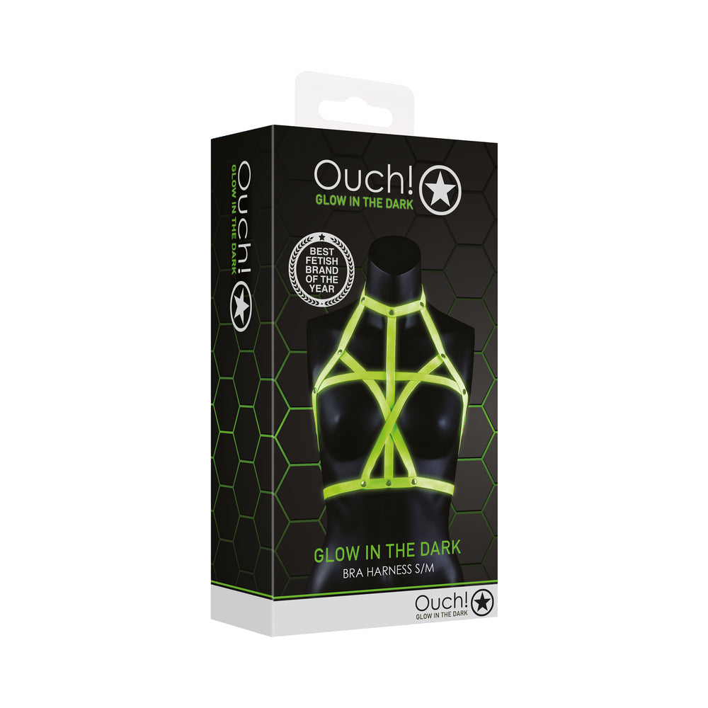 Ouch! Glow in the Dark Bra Harness Neon Green S/M